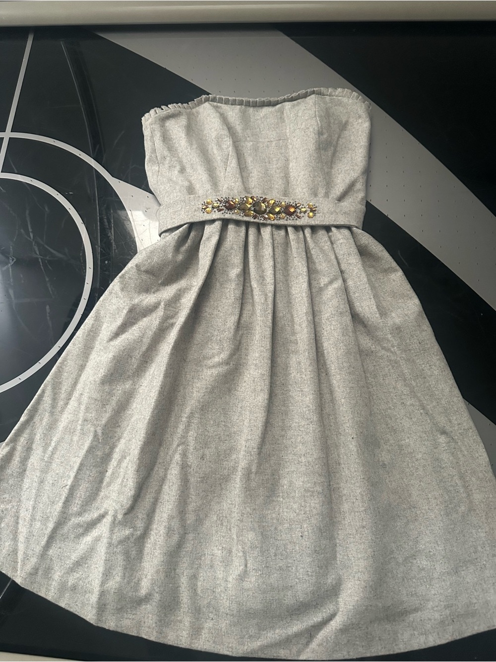 Banana Republic Gray Strapless Dress with Jeweled Waist
